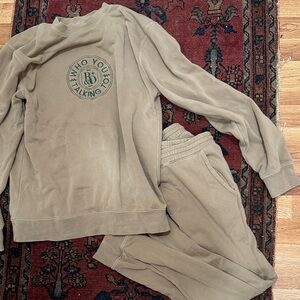 Tan Sweatshirt and Joggers Set